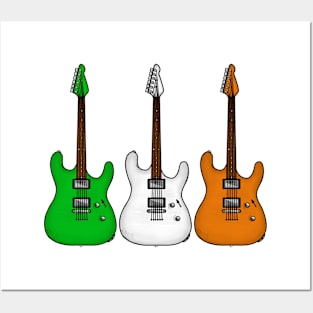 Electric Guitar Irish Flag Guitarist St Patrick's Day Posters and Art